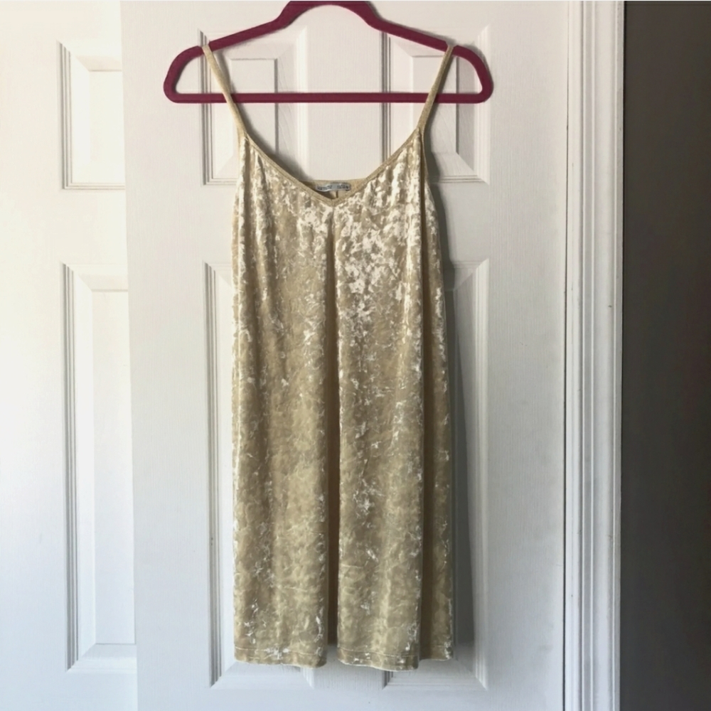 Zara Canary Velvet V-Neck Dress